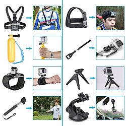 Power Direct Gopro Hero 7 6 5 Black 4 3+ 3 2 1 et des caméras de Sport 21 en 1 Accessoires Kit 21 en 1 avec Etui de Transport