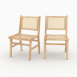 Avis Rendez Vous Deco Chaise Kyla en bois de teck et rotin (lot de 2)