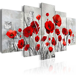 Decoshop26 Tableau toile de décoration murale impression premium en 5 parties sur châssis en bois motif Nuage écarlate 100x50 cm 11_0016292