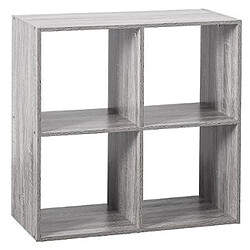 Étagère 4 cases en panneaux de particules chêne gris - Dim : L.67.6 x P.32 x H.67.6 cm -PEGANE