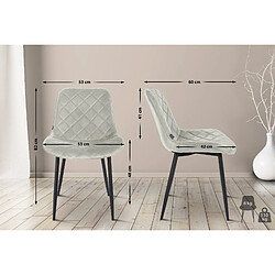 Decoshop26 Lot de 4 chaises de salle à manger en tissu velours confortable crème pieds métal noir couture losange CDS10425