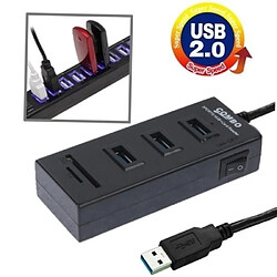 Wewoo Hub USB 2.0 noir Lecteur de carte USB 2.0 TF / SD 2 en 1 et 3 ports, Longueur de câble: 80cm 