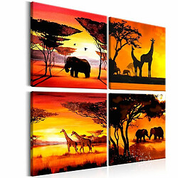 Paris Prix Tableau Imprimé African Animals 4 Panneaux 60x60cm 