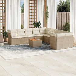 Maison Chic Salon de jardin 11 pcs avec coussins, Ensemble Tables et chaises d'extérieur beige résine tressée -GKD409196