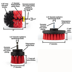 Acheter Wewoo Kit de 3 brosses nettoyage cuisine salle bains pour perceuse électrique (rouge)