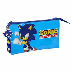 Trousse Fourre-Tout Triple Sonic Speed Bleu 22 x 12 x 3 cm 