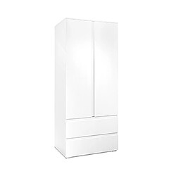 Mes Armoire 2 portes 2 tiroirs 80x55x191 cm blanc - MITZ 