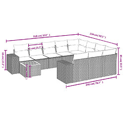 Acheter vidaXL Salon de jardin 11 pcs avec coussins gris résine tressée