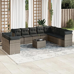 Maison Chic Salon de jardin 11 pcs avec coussins | Ensemble de Table et chaises | Mobilier d'Extérieur gris résine tressée -GKD88603