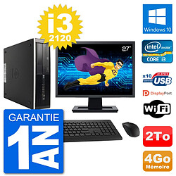 PC HP 8300 SFF Ecran 27" Intel i3-2120 RAM 4Go Disque Dur 2To Windows 10 Wifi - Occasion