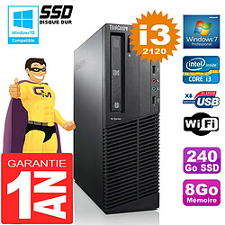 PC Lenovo M92p SFF Core I3-2120 Ram 8Go Disque 240 Go SSD Graveur DVD Wifi W7 · Occasion 