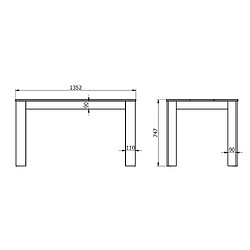 Acheter But Table à manger L.132,5 cm DOMUS Imitation chêne et noir