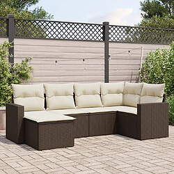 vidaXL Salon de jardin avec coussins 6 pcs marron résine tressée