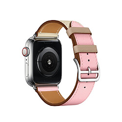 Avis Wewoo Bracelet pour en cuir bicolore à boucle unique Apple Watch séries 3 et 2 et 1 de 38 mmcerise rose + blanc + céramique argile