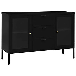 vidaXL Buffet Noir 105x35x70 cm Acier et verre trempé