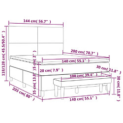 vidaXL Sommier à lattes de lit avec matelas Taupe 140x200 cm Tissu pas cher