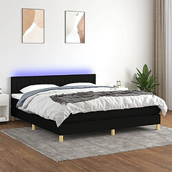 vidaXL Sommier à lattes de lit avec matelas LED Noir 180x200 cm Tissu 