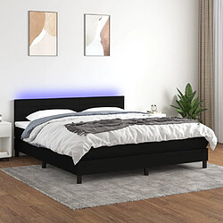 vidaXL Sommier à lattes de lit et matelas et LED Noir 160x200 cm Tissu 