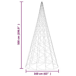 vidaXL Sapin de Noël sur mât de drapeau 1400 LED Bleues 500 cm pas cher