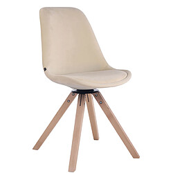 Decoshop26 Chaise de salle à manger x1 chaise visiteur assise pivotant à 360° en velours crème piètement en bois carré clair 10_0003504 