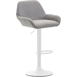 Decoshop26 Lot de 2 tabourets de bar repose-pieds en forme d'arc en métal blanc assise en tissu gris 10_0004043