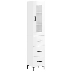 Maison Chic Buffet,Meuble de Rangement,commode pour salon,Cuisine Blanc brillant 34,5x34x180 cm Bois d'ingénierie -MN77641