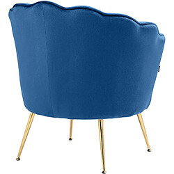 Avis Decoshop26 Fauteuil lounge chaise de chaise rembourrée avec coutures décoratives revêtement en velours bleu et pieds métal doré FAL101553