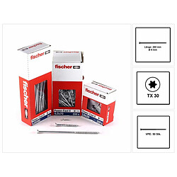 Fischer Power-Fast II FPF II Vis à bois aggloméré 6,0x260 mm, 50 pcs., tête fraisée, empreinte Torx, filetage partiel, zingué et passivé bleu( 670471 )