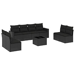 vidaXL Salon de jardin 9 pcs avec coussins noir résine tressée