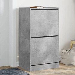 Maison Chic Armoire à chaussures 2 tiroirs | Meuble de rangement à chaussures Meuble d'Entrée rabattables gris béton -MN49651