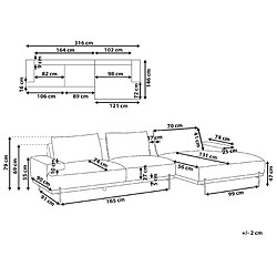 Avis Beliani Canapé d'angle à gauche 3 places en tissu marron MARIFERD