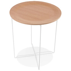 Alterego Table d'appoint design 'TSUNAMI' blanc en bois et métal pas cher