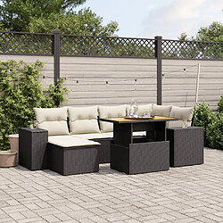 Maison Chic Ensemble Tables et chaises d'extérieur 7pcs avec coussins,Salon de jardin noir résine tressée -GKD722879