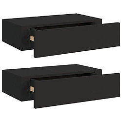 vidaXL Étagères à tiroirs murales 2 pcs noir 40x23,5x10 cm MDF