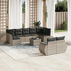 vidaXL Salon de jardin avec coussins 10 pcs gris clair résine tressée 