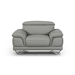 La Maison Du Canapé Fauteuil en cuir BRAME Gris souris