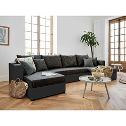 Bestmobilier Opale - canapé panoramique en U - 7 places - convertible - avec coffre - en tissu et simili pas cher