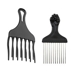 Kit 2pcs Peigne Afro à Cheveux Detangle Perruque Tresse Styling Ascenseur Brosse à Cheveux Cheveux Afro Pick Peigne