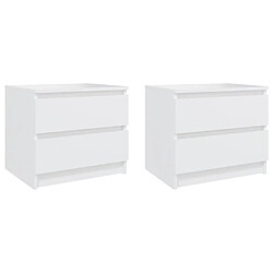 Maison Chic Lot de 2 Tables de chevet - Tables de Nuit Blanc 50x39x43,5 cm Aggloméré