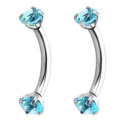 acier inoxydable zircon incurvé barre piercing sourcil bijoux turquoise pas cher