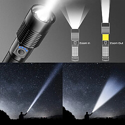 BESTA Lampe Torche LED Ultra Puissante - Lampe de Poche Rechargeable 3000 Lumens S6000 Lampe Tactique, Lampe Torche LED Rechargeable USB, 5 Modes Torche Lampe de Poche Intensité Ajustable Zoomable étanche