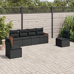 vidaXL Salon de jardin 6 pcs avec coussins noir résine tressée 