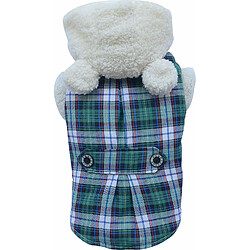 Doggy dolly W153 Manteau avec capuche en fourrure synthétique Vert à carreaux Outdoor Manteau d'hiver/Veste d'hiver