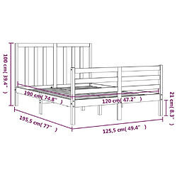 vidaXL Cadre de lit avec tête de lit petit double bois massif pas cher
