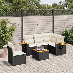 vidaXL Salon de jardin 6 pcs avec coussins noir résine tressée