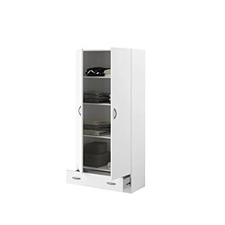 Acheter Youdoit Armoire 2 portes battantes panneaux de particules + 1 tiroir - Décor blanc 78 x 38 x Hauteur 170 cm