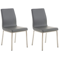 Decoshop26 Lot de 2 chaises de salle à manger style épuré en PVC gris et acier inoxydable 10_0001610 