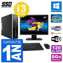 PC HP 8300 Elite SFF Ecran 22" Intel i3-2120 RAM 8Go SSD 120Go Windows 10 Wifi - Occasion