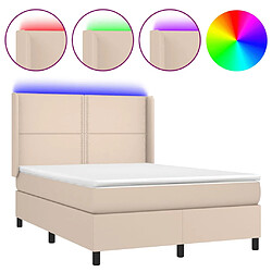 vidaXL Sommier à lattes de lit matelas LED Cappuccino 140x200 cm