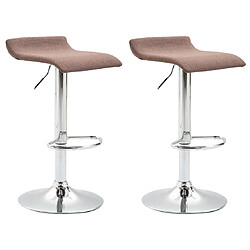 Decoshop26 2 x tabourets de bar avec repose-pieds design simple assise en tissu marron pied trompette en métal chromé 10_0004138